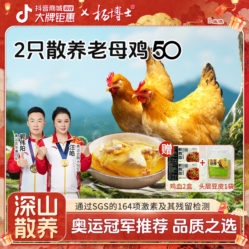 【两只老母鸡（50型-原老款）】杨博士散养土鸡新鲜现杀 包冰率不含冰