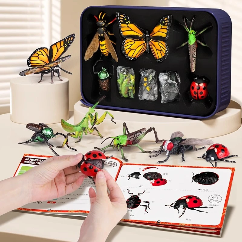 4D拼装动物模型仿真玩具农场动物园男孩diy生日六一礼物