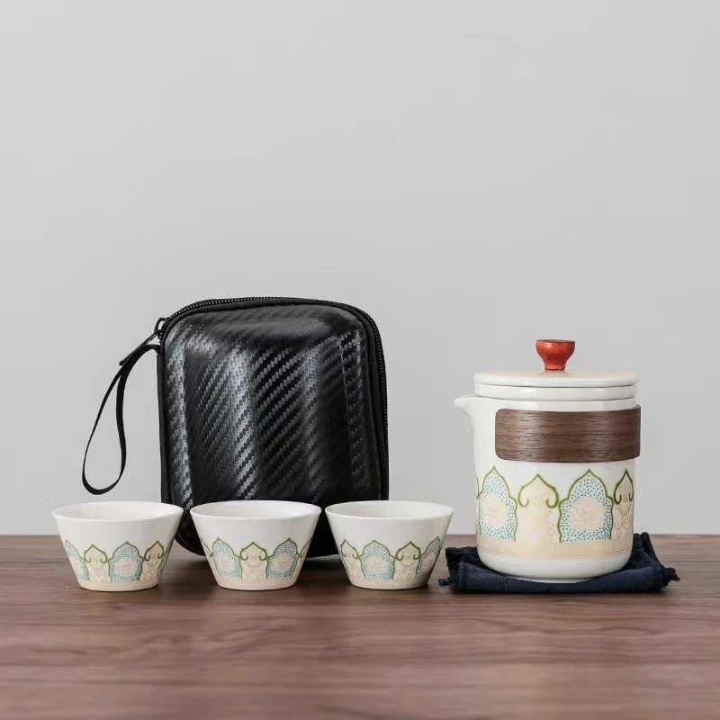 月白古韵一壶三杯旅行套装