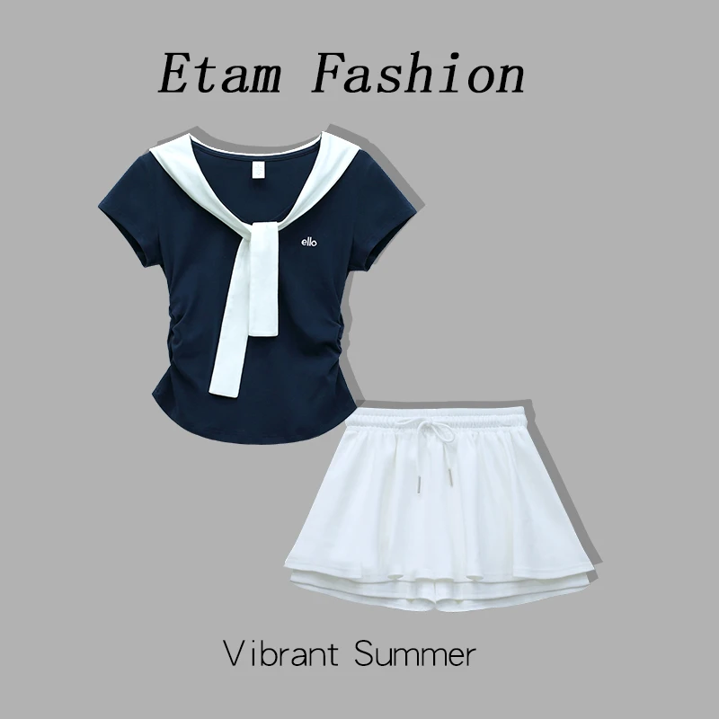 学院风运动风韩版短袖T恤女2025夏显瘦休闲百搭ins芭蕾裙套装