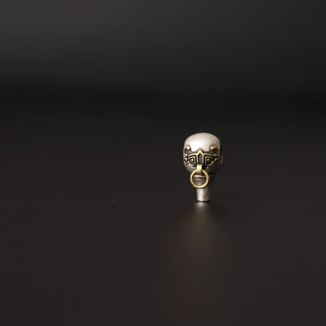 S4723 素款光面银佛头三通文玩配件男女士盘玩把件