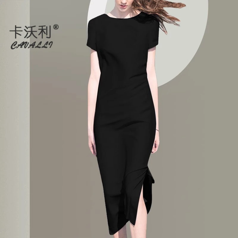 高档气质一步连衣裙女夏2025新款复古旗袍开叉包臀优雅显瘦中长裙