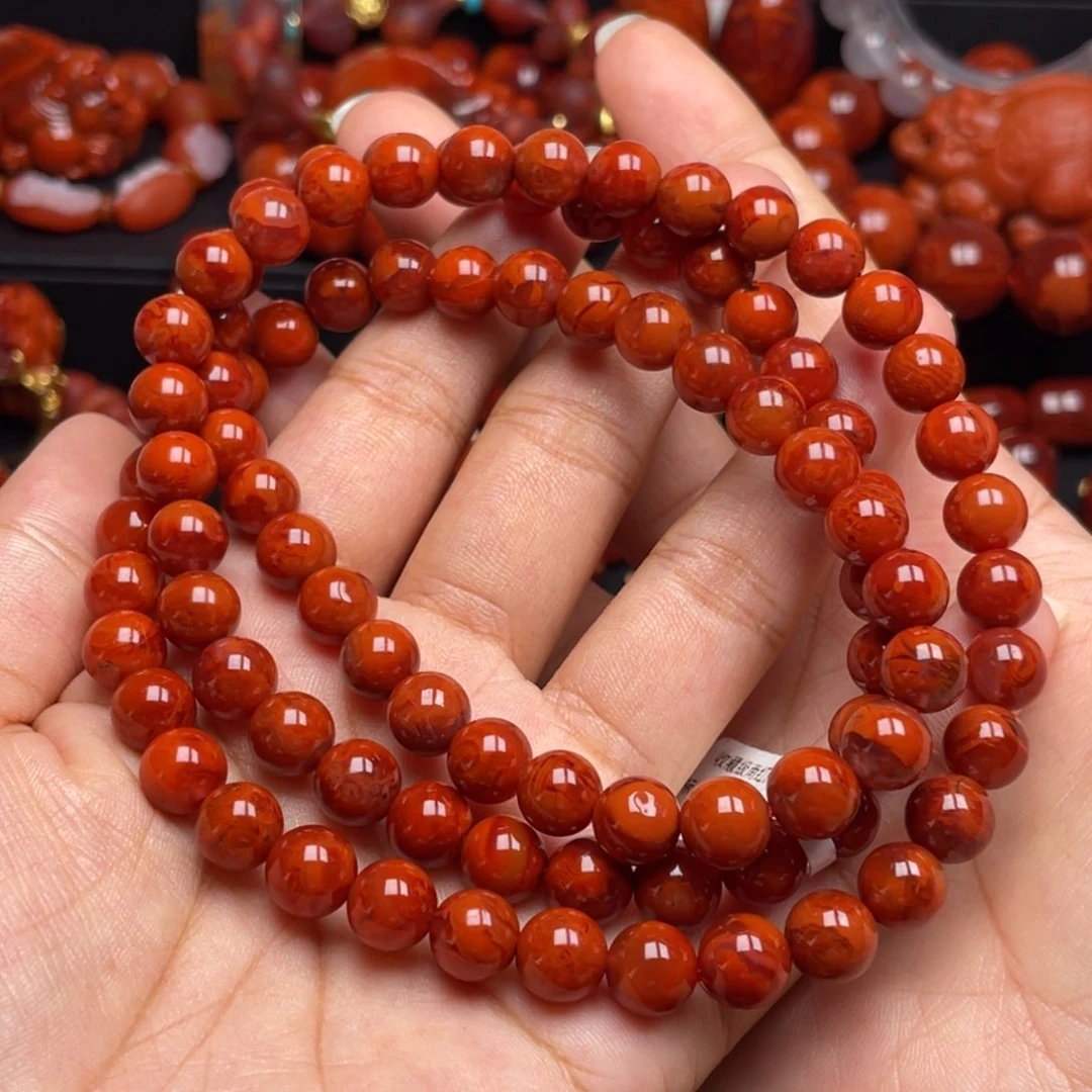 南红玛瑙未镶嵌珠宝奇石4圈8.5mm