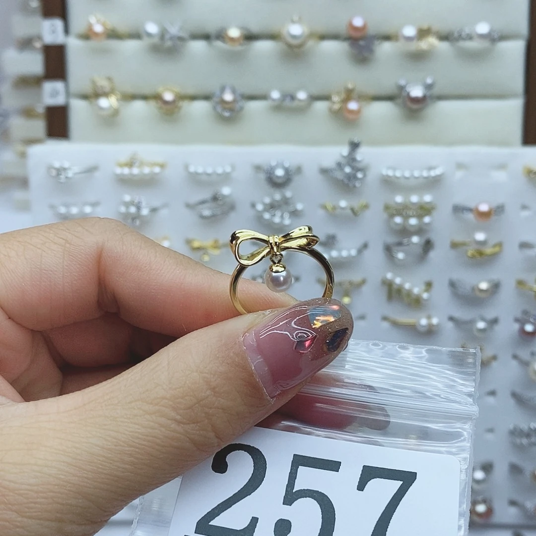 淡水珍珠戒指银S925镶嵌牛**宝257