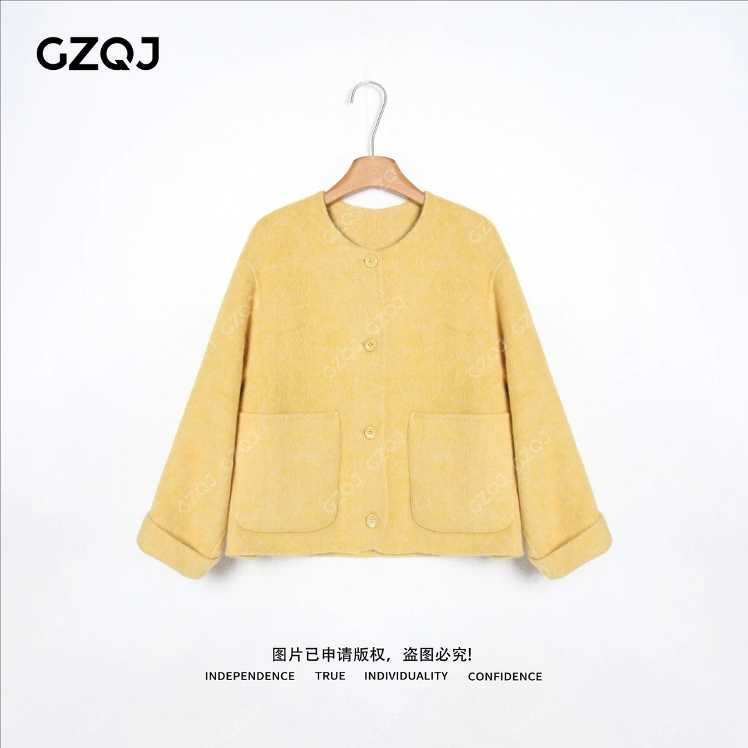 老琴私服【薄荷初遇】琥珀流光风绵羊毛兔毛桑蚕丝外套女秋冬 69180