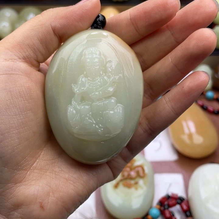 用***0石材天然古青石手把件