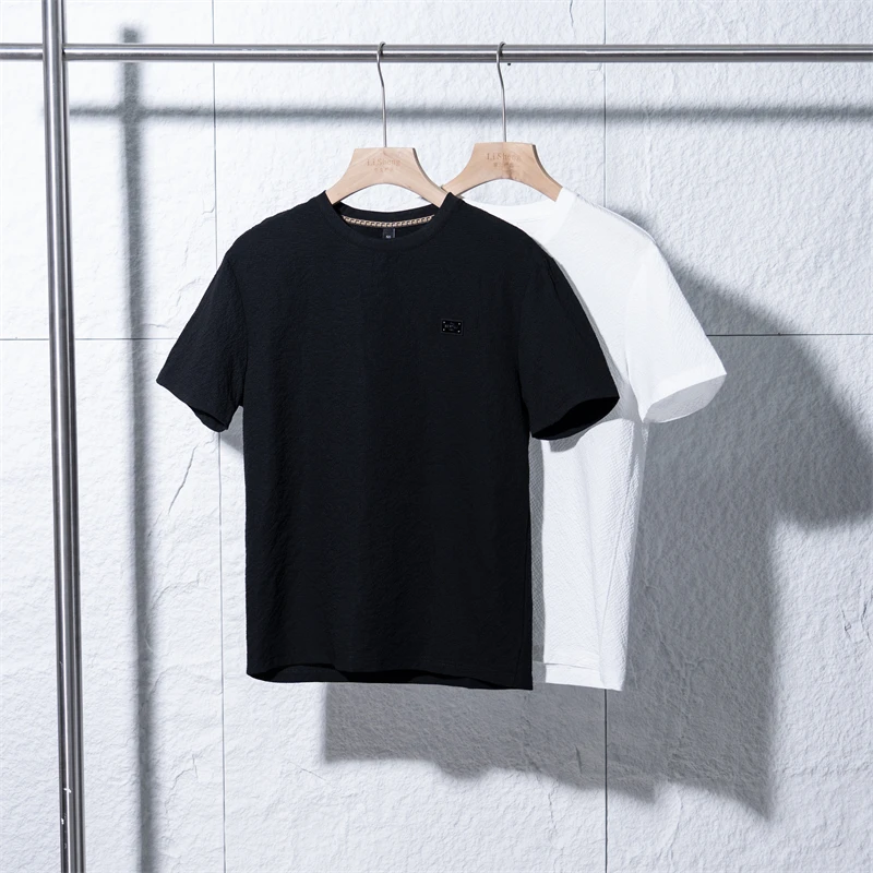 【退货补运费】夏季泡泡纱男士简约百搭透气薄款短袖T恤ZSXH8129