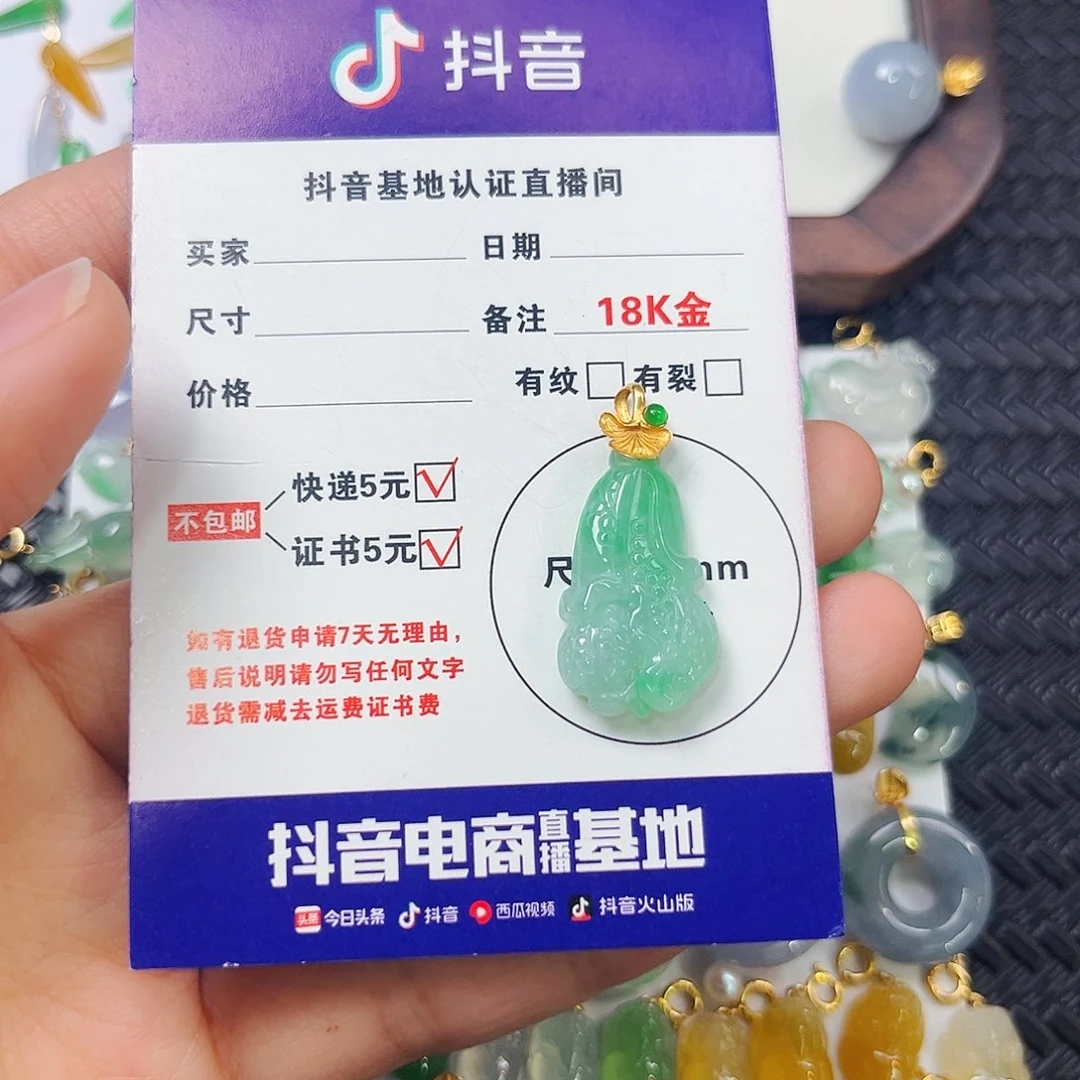 Z***界翡翠18K金镶嵌颈饰