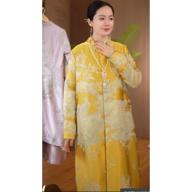 【凤舞】2024冬季新款加棉新中式女装风衣外套2024D208-一一