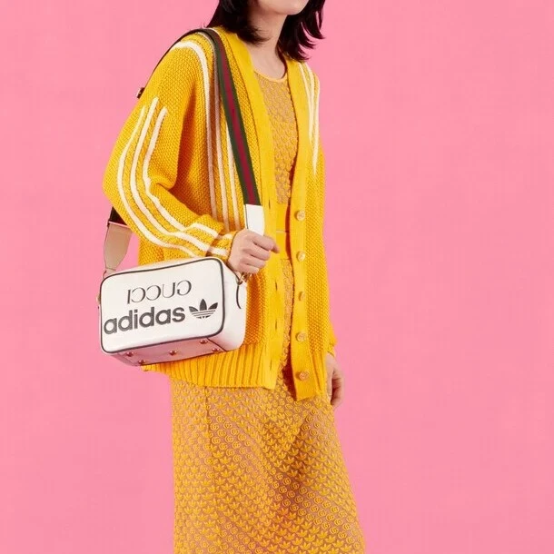 全新未使用 GUCCI/古驰 联名三条纹黄色针织开衫 S码