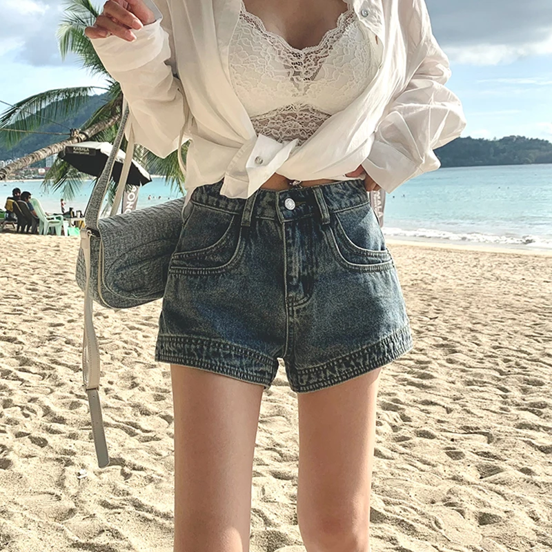 初代美希MEYSIKIM牛仔短裤女夏季2025新款高腰辣妹穿搭热裤ME0139