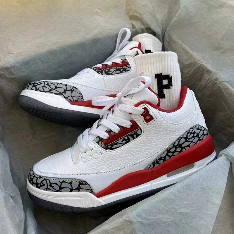 【高品质】正版aj3篮球男鞋2025新款透气莆田运动跑步鞋高帮厚底女