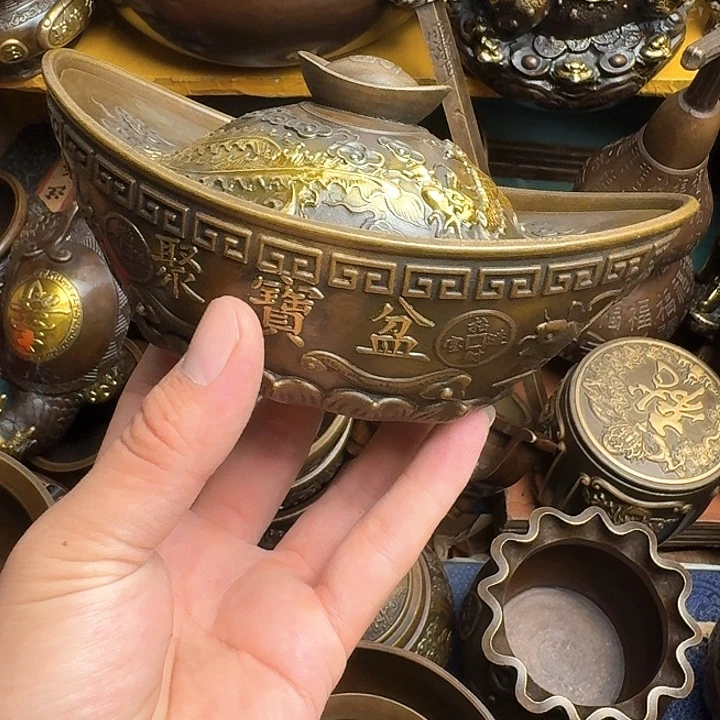 原矿 风魔铜藏收铜摆件