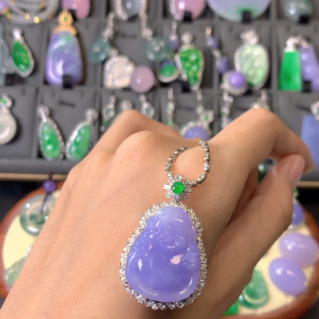 翡翠18K金镶嵌吊坠(不含链)