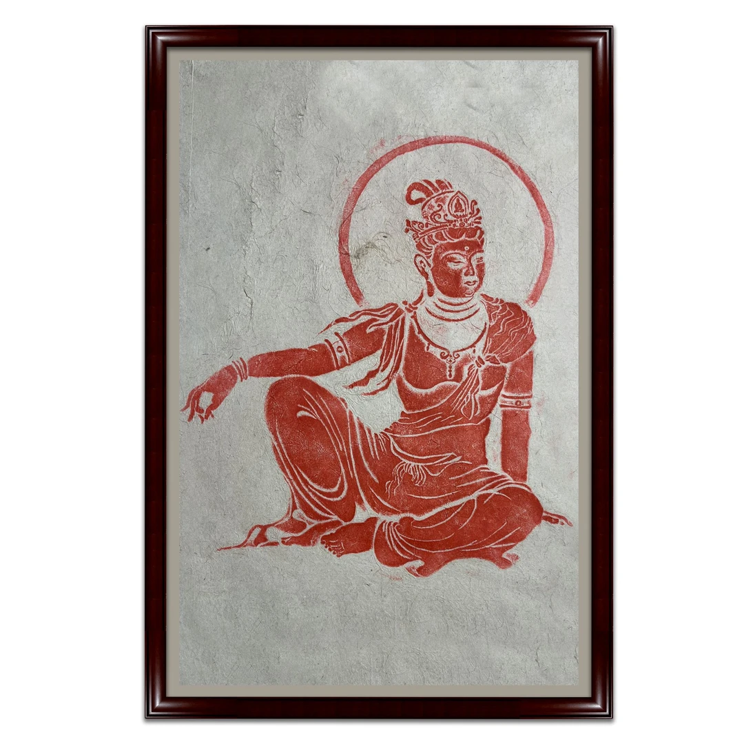 石碑拓印《观世音》朱砂拓 大幅挂件 书房客厅玄关 收藏送礼