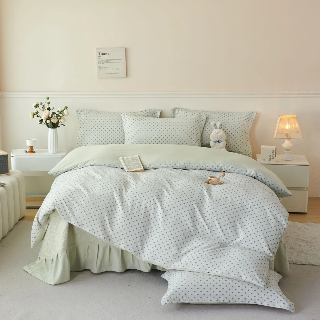 【专柜断码】针织印花床盖四件套-妮可-绿