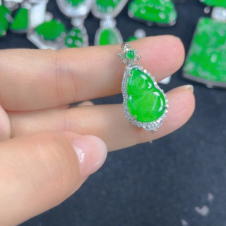 翡翠银S925镶嵌吊坠(不含链)