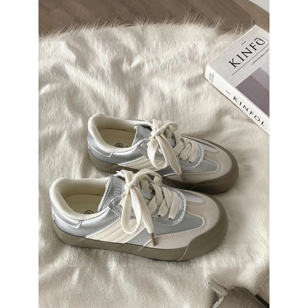 原创百搭小众德训鞋女面包鞋秋季爆款小白鞋休闲时尚板鞋