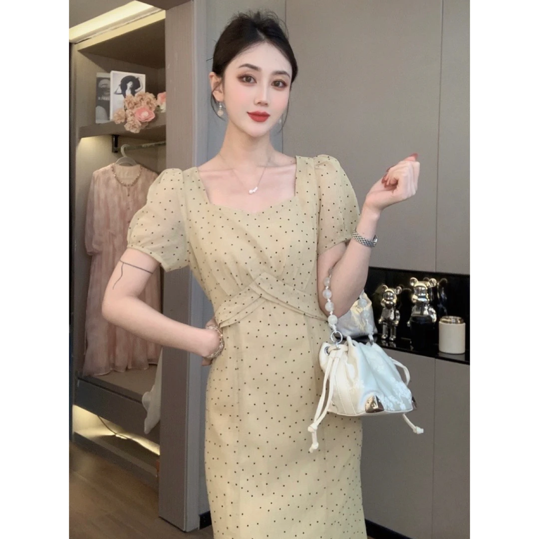 【CICI&GERTCOREL】夏夜长梦 法式方领波点连衣裙WG252L1134