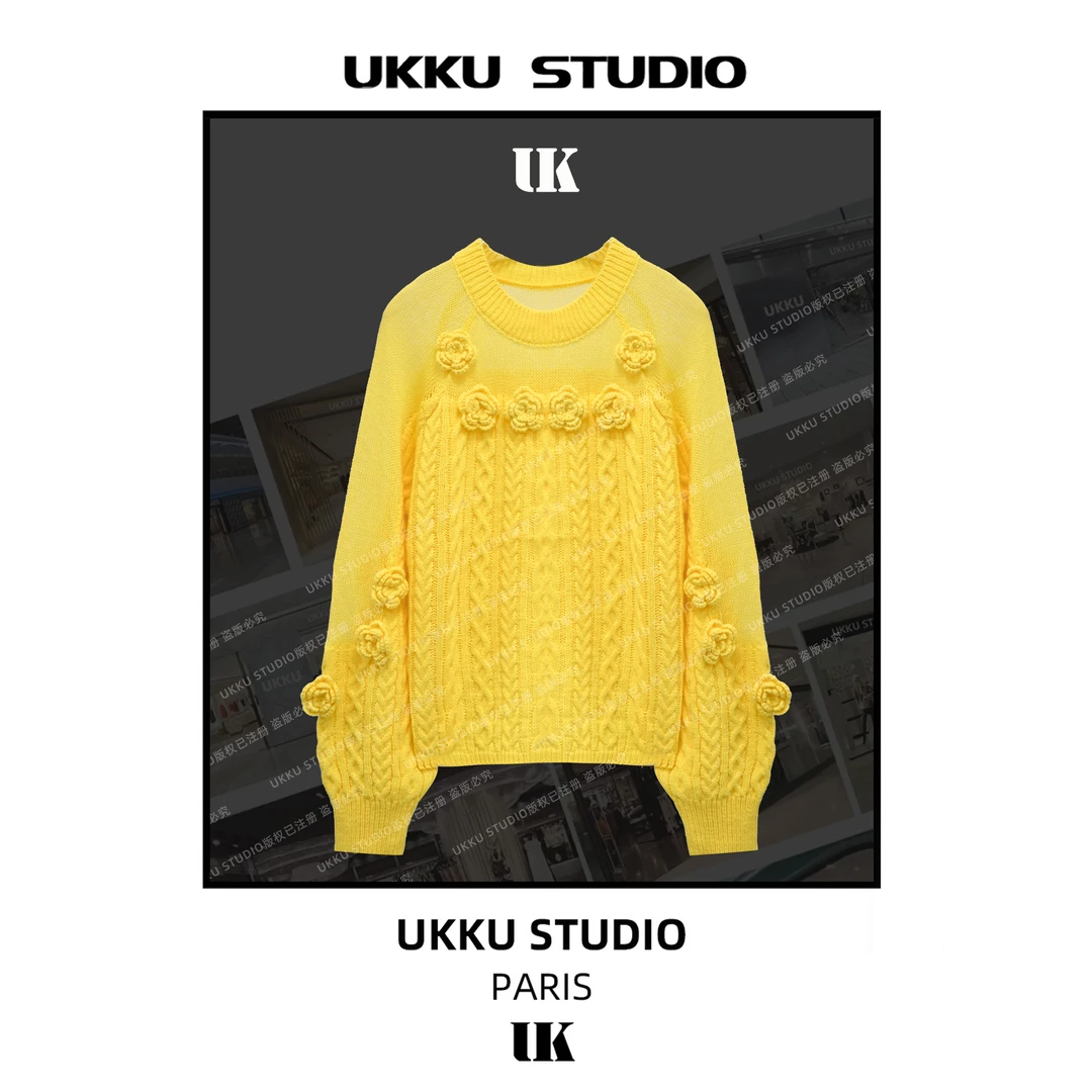 尧尧【UKKUSKUDIO】小众时尚法式高级感百搭轻奢设计感毛衣313455