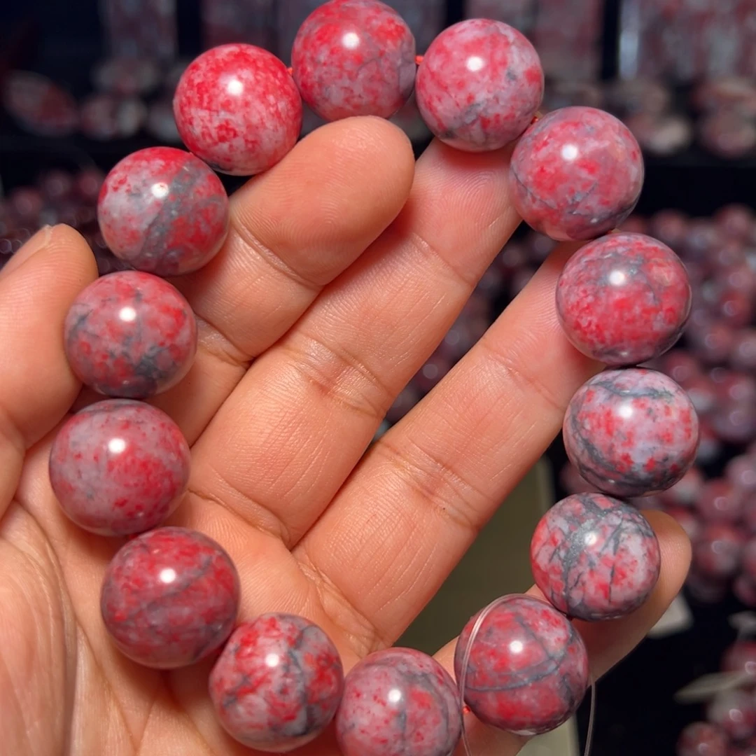 天然辰砂原石手串