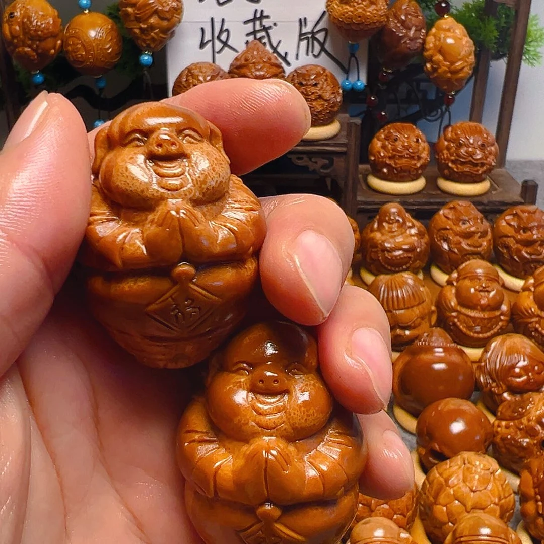 橄榄核手串/手链愚*猪一对11