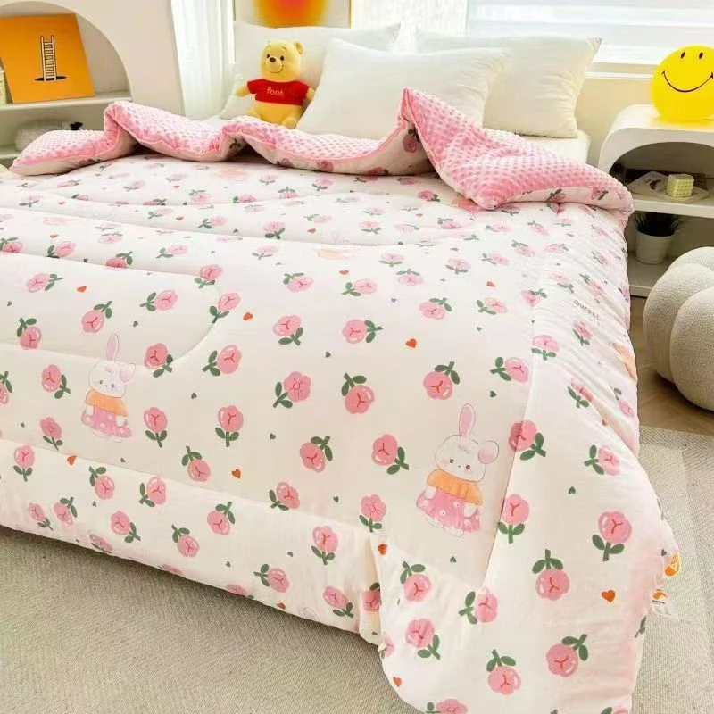 【花朵小兔】 200*230 亲肤保暖舒适豆豆被加厚被子2/2.3