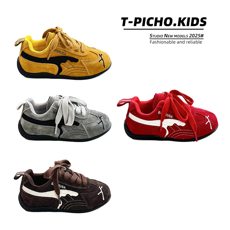 【儿童刺绣真皮德训鞋】 2025秋季新款女童阿甘鞋男童运动鞋-25098