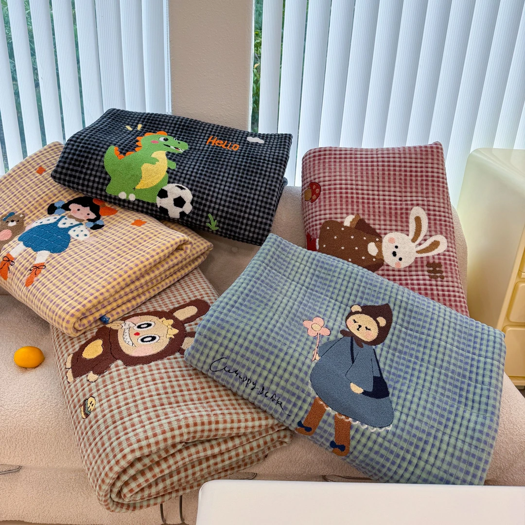 【床盖款】牛奶绒毛巾绣床盖套件可拆洗秋冬季防寒保暖可爱床品套件