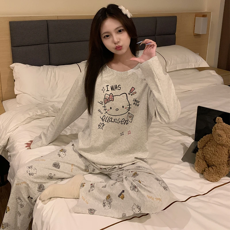 纯棉睡衣长袖长裤套装女士学生女款秋季爆款2025新款大码家居服