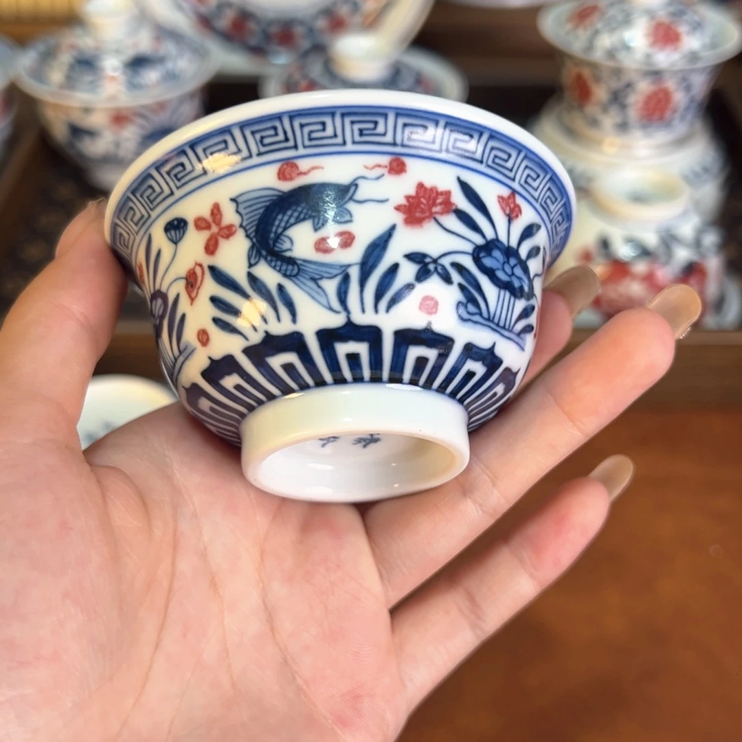 摆件景德镇手工手绘陶瓷茶器百宝箱