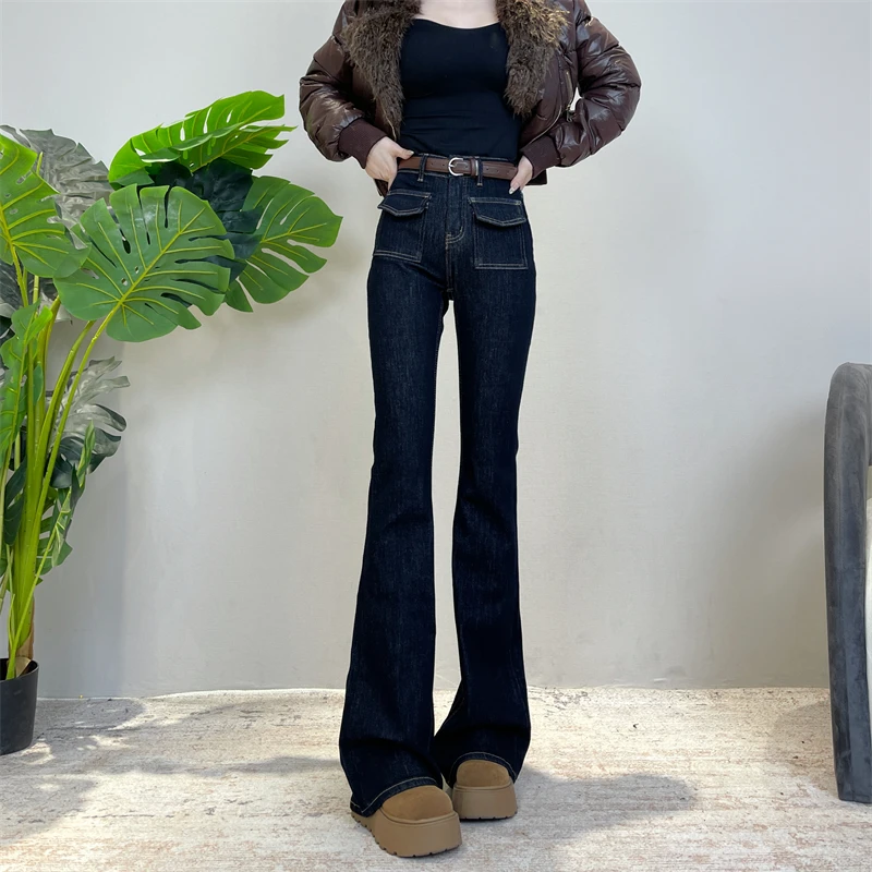 迪否秋季时尚辣妹微喇牛仔裤女款爆款2025新款修身高腰显瘦喇叭裤