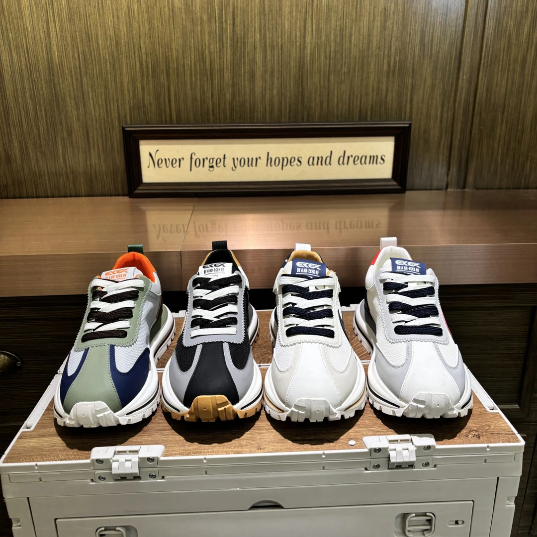 【皮鞋码】2025年早春新款皮网拼接舒适系带洋气厚底男款高档男鞋