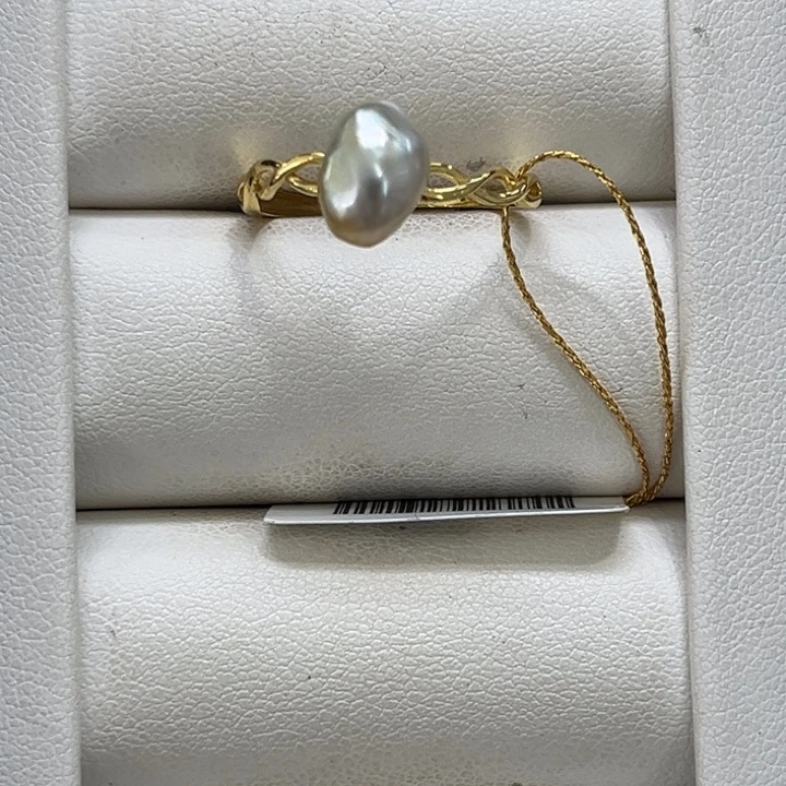 银S925镶嵌戒圈海水珍珠9号