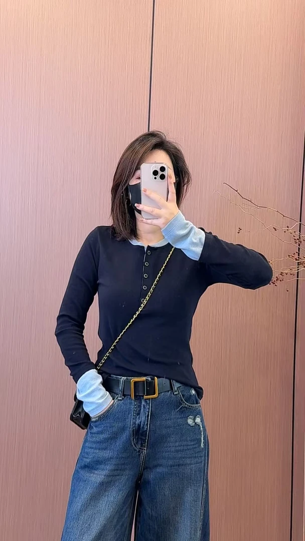 女长袖通勤女士户外长袖T恤网红修身2025秋冬季打底衫百搭假两件