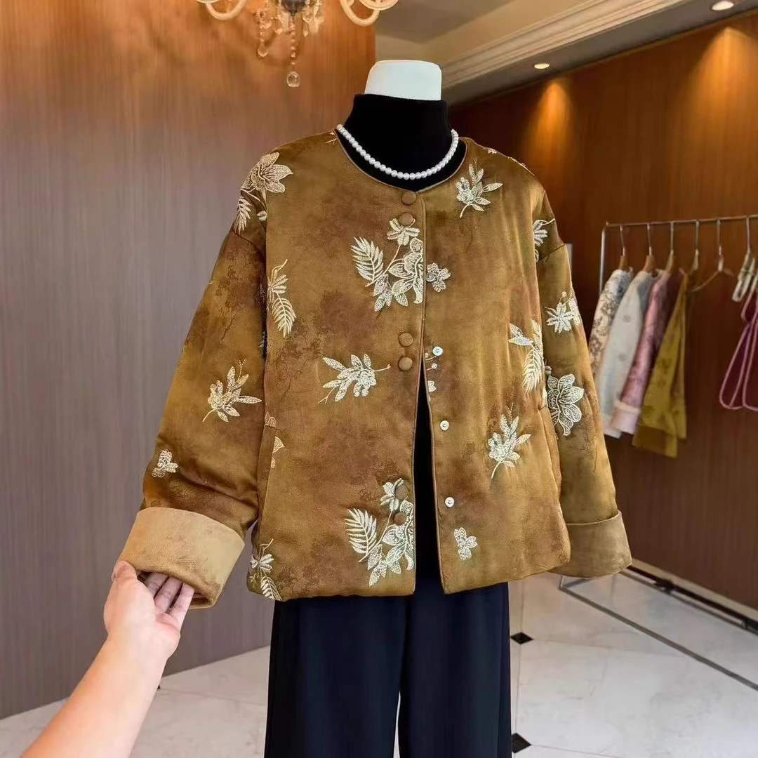 唐装盘扣秋冬短款保暖刺绣上衣