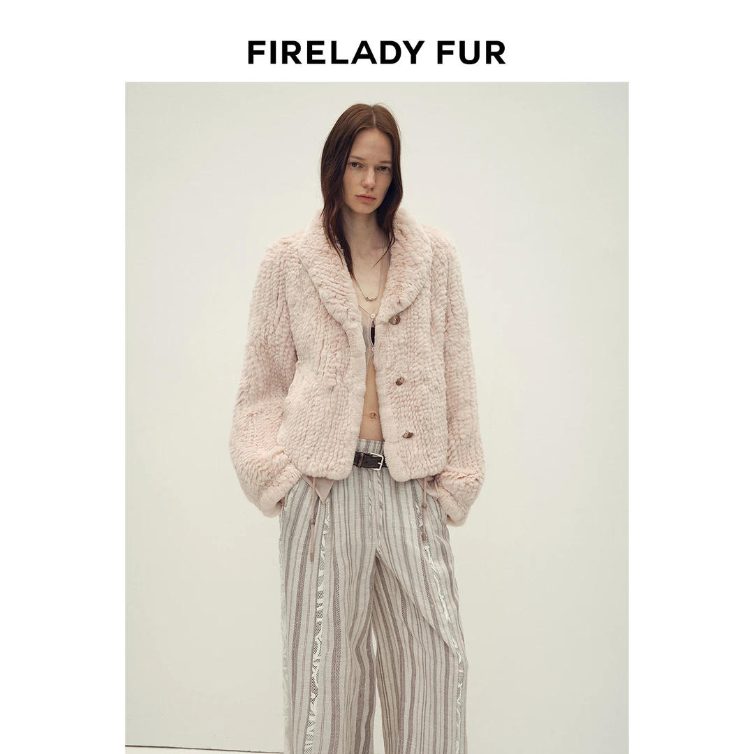 【Fur Intreccio系列】付智恩 编织记忆 休闲编织款獭兔毛皮草外套