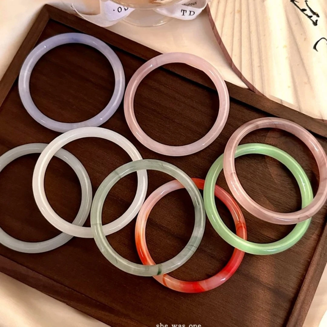 非金属玻璃手镯 活动自选叮当镯美人镯贵妃镯圆条戒指半山水冰透