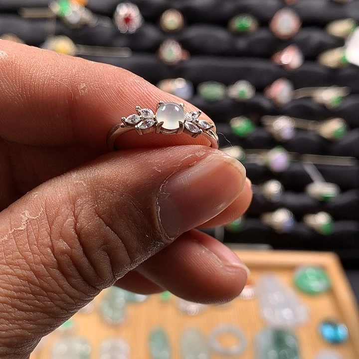 翡翠银S925镶嵌戒指