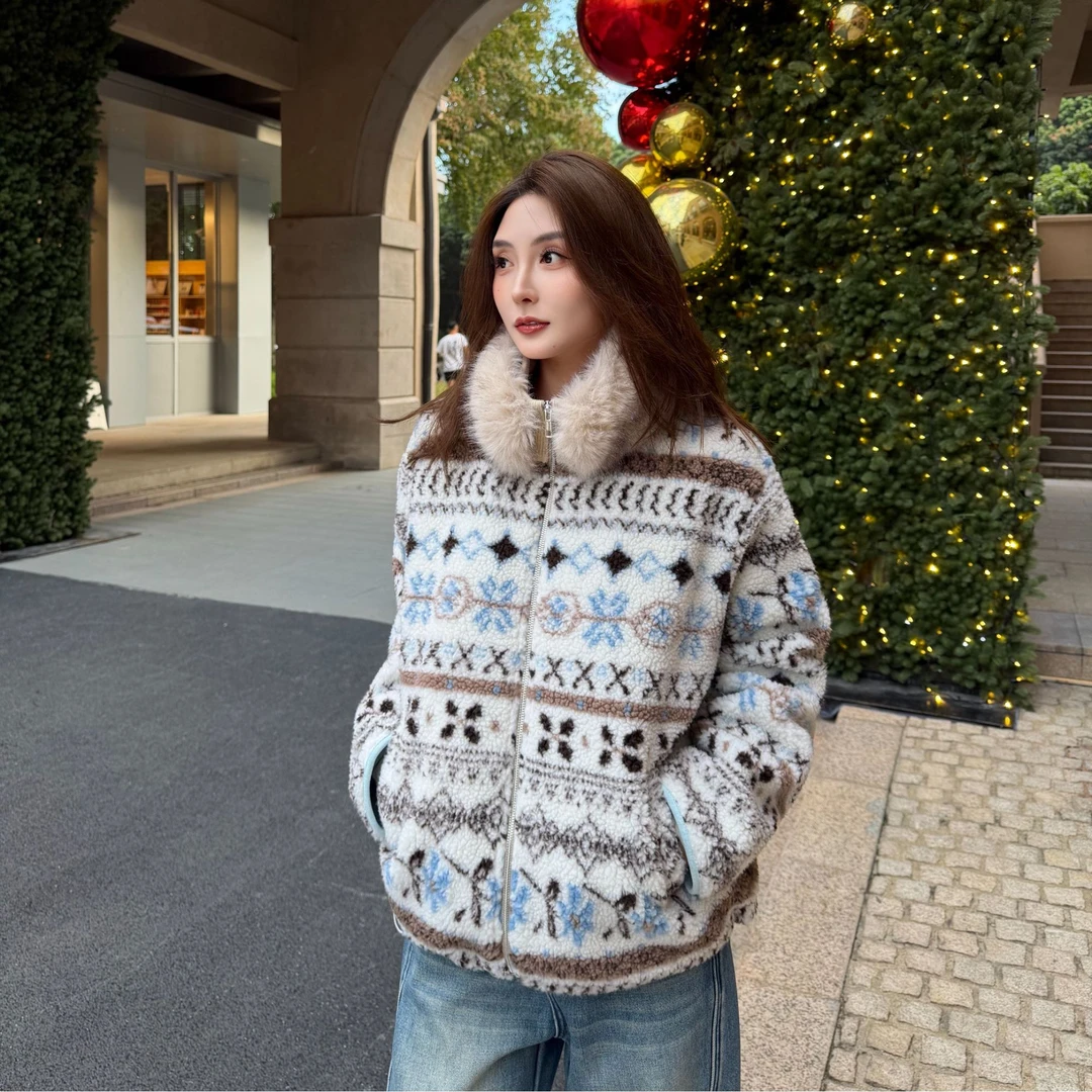 Moprobably李予诺「想你」费尔岛复古提花毛领休闲外套L5457052