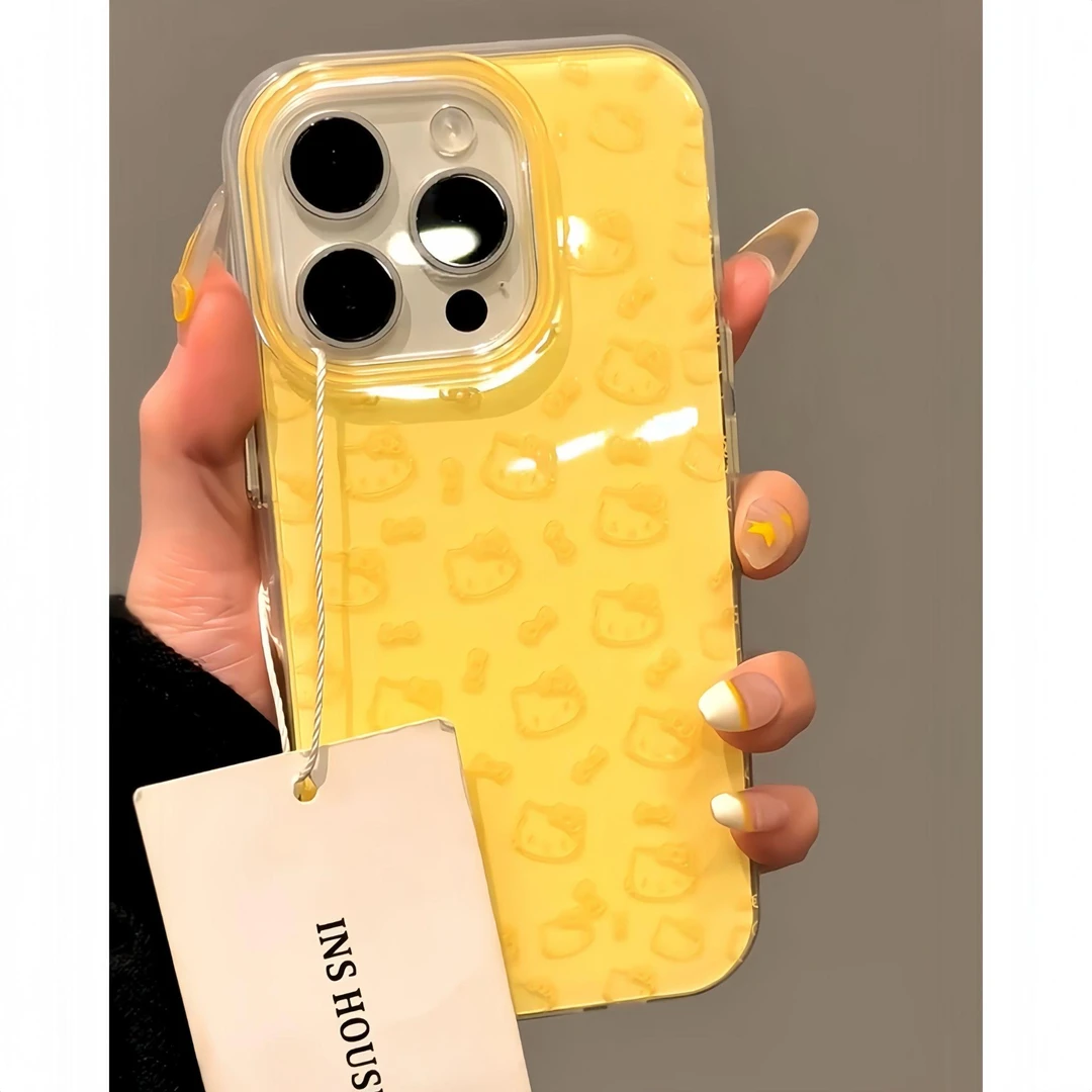 Lucky黄底多个凯蒂适用iPhone1615大孔手机壳华为vivo小米oppo套
