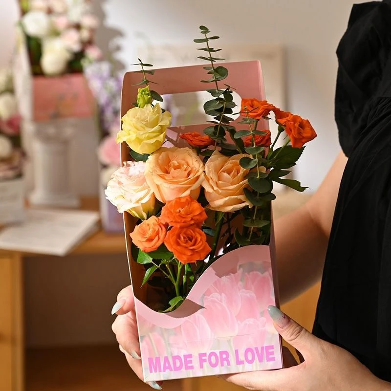 网红款康乃馨手提花盒混搭女神节教师节无备注随机配送同城自取送货