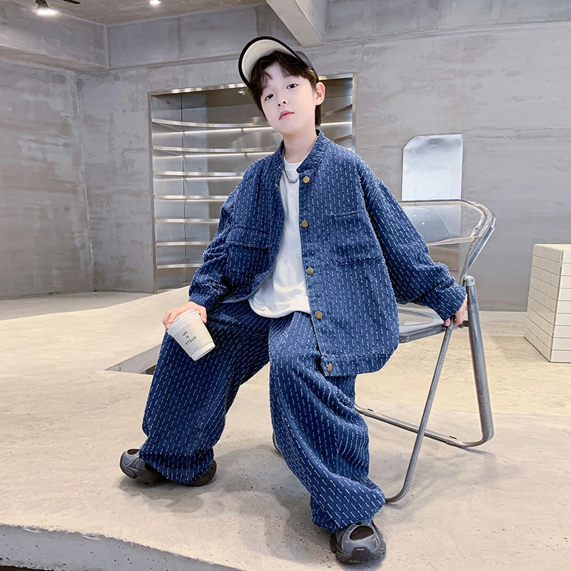 儿童装男童秋装牛仔套装2025新款春秋款大童外套秋季男孩帅气时髦