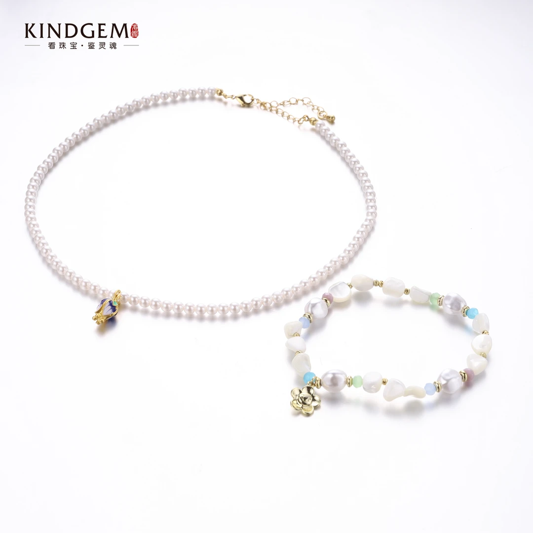 铜合金仿珍珠项链 轻奢气质简约百搭时尚项链手链套装 GPC-3141