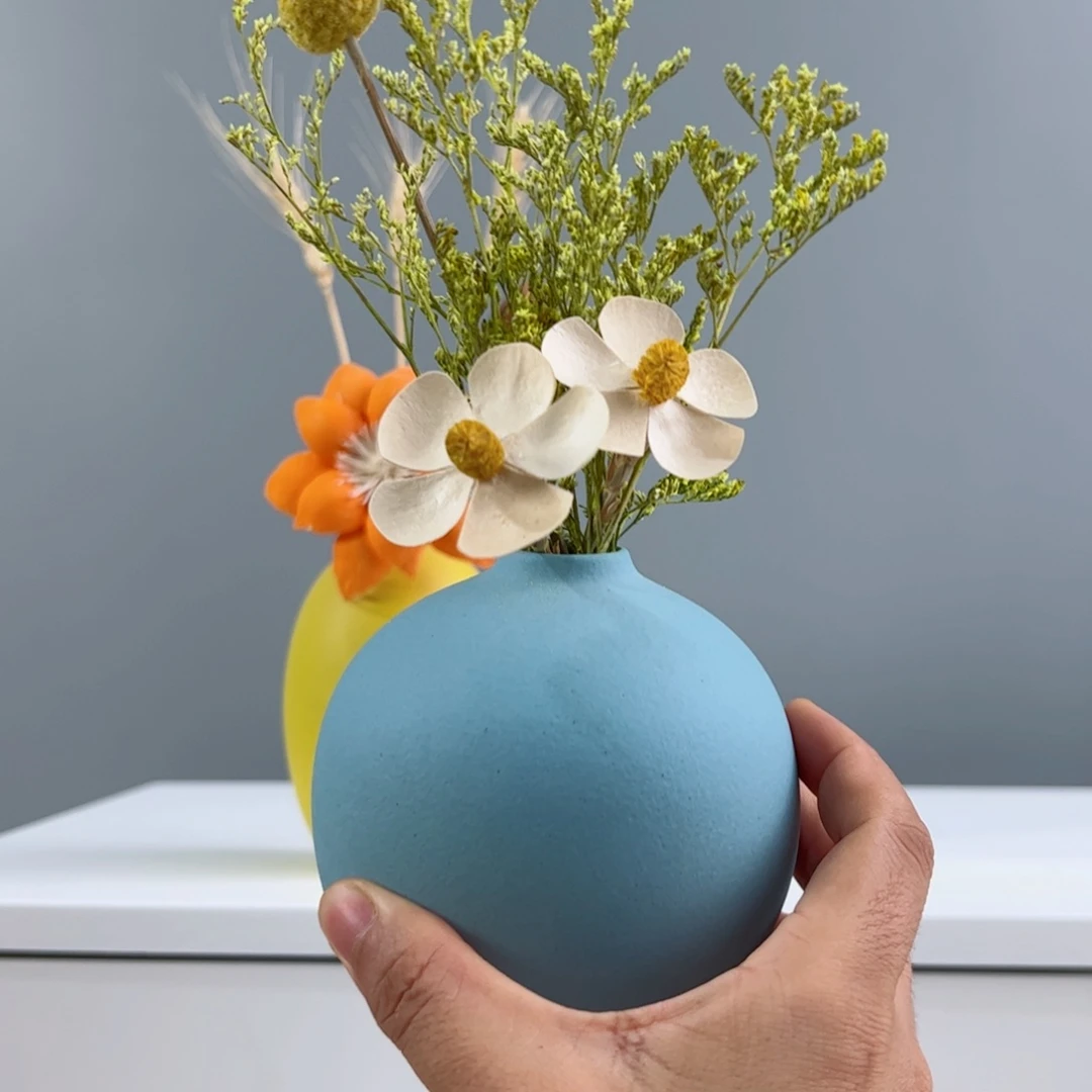 摆件陶瓷小花瓶摆件含花总高约20-30cm
