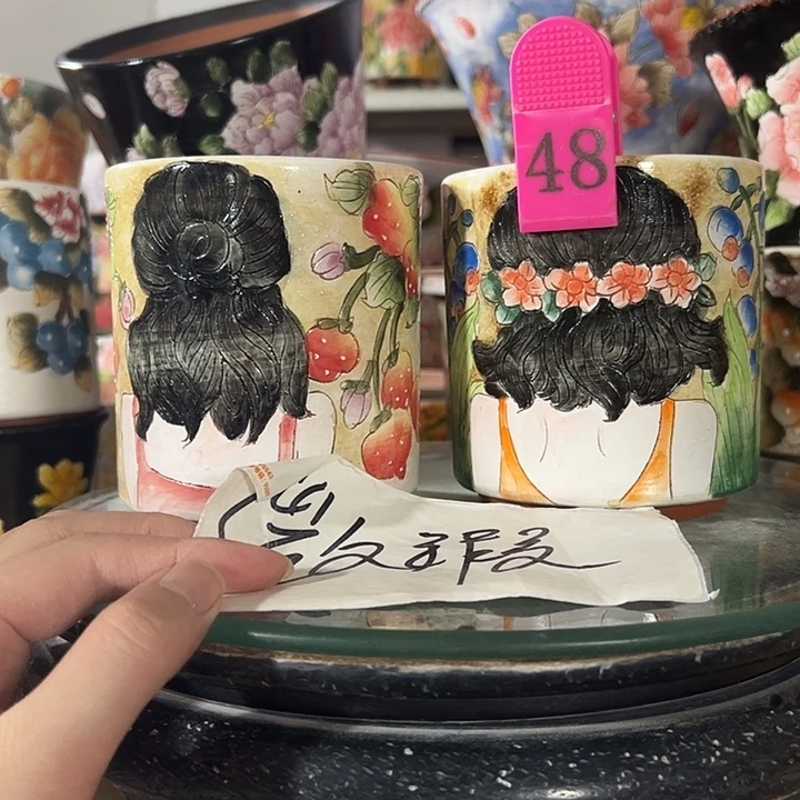 景德镇手绘花盆 满38包邮