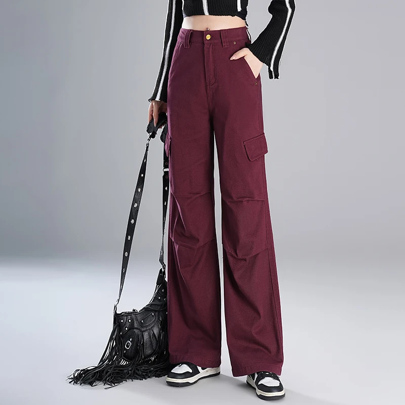 直筒阔腿裤女春秋季2025新款高腰显瘦小个子休闲裤垂感窄版工装裤