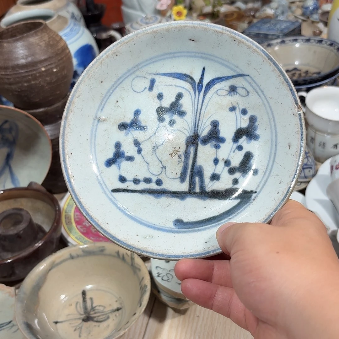 瓷片青花大盘，顺丰包邮