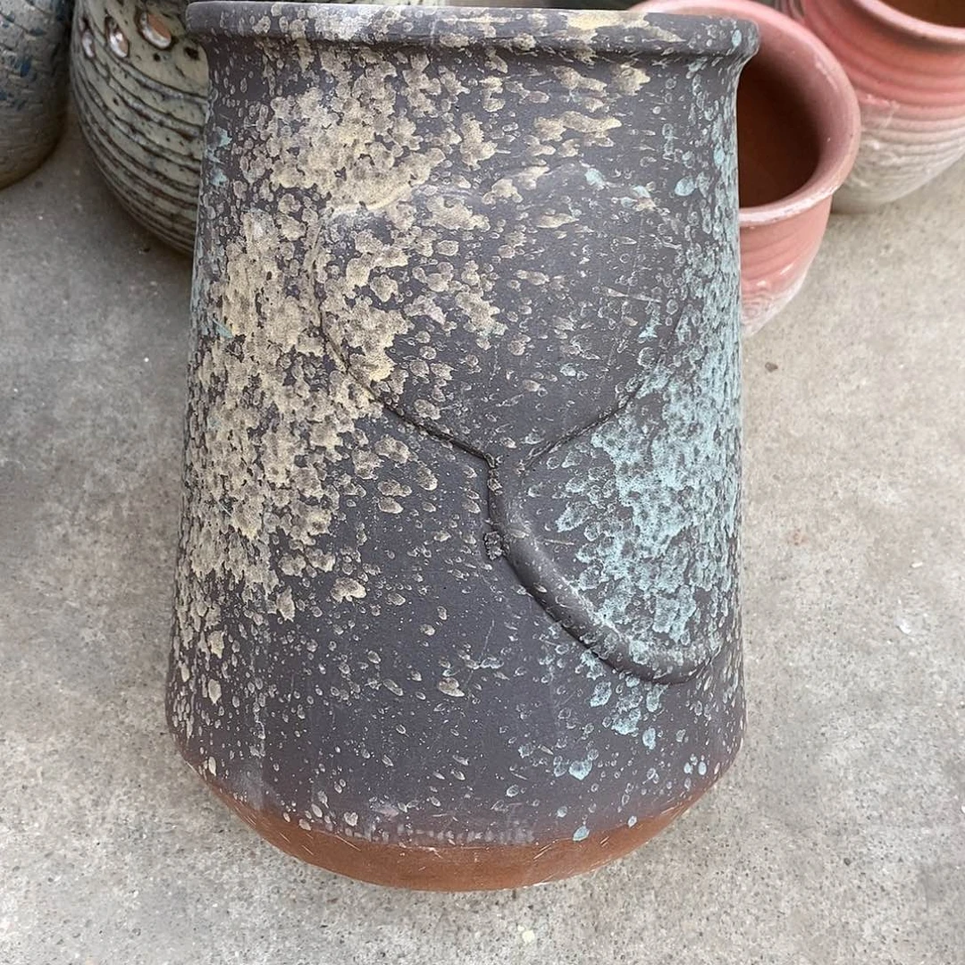 紫砂花盆口部变形瑕疵口18高25瑕疵