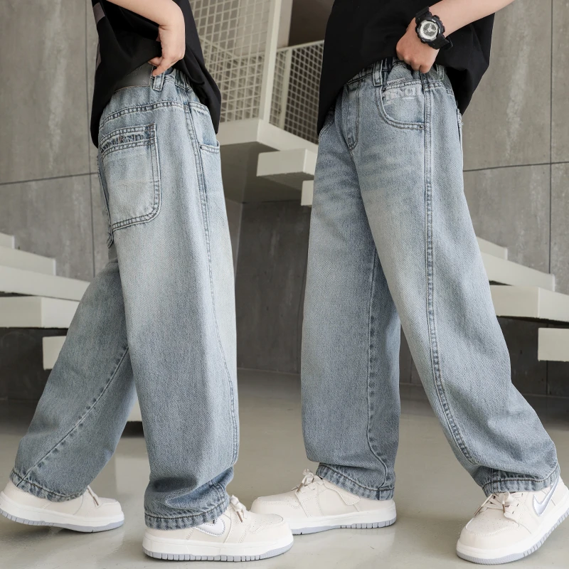 男童春装裤子青少年学生2025新款儿童牛仔长裤春秋季中大童男孩潮